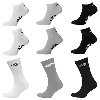 Mens Umbro Trainer Quarter Sports Socks Black Grey White Shoe Liner Size 6-11 • £4.97