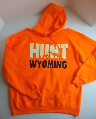 Jerzees Nublend Sweats Hoodie Sweatshirt Mens Large Orange Pullover Hunt Wyoming • $17.99