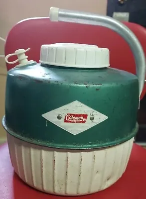 Vintage Coleman 1-Gallon Green & White Water Cooler Jug Made In USA   6 38   • $19.90