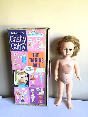 Vintage 1959 Mattel Chatty Cathy Talking Doll Nude Blue Sleepy Eye Plastic Doll • $69.99