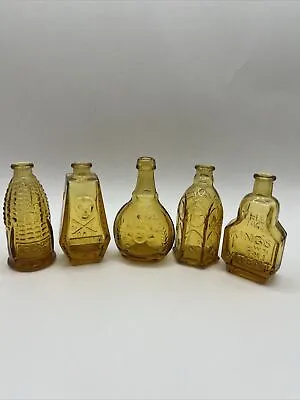 1971 Vintage Amber Wheaton Bottle Lot 5 Pieces Poison Washington Lind Cabin Ect • $75