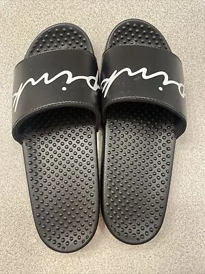 New Victoria's Secret PINK Slides (S) 5/6 Black White Script Logo • $19.99