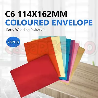 Coloured Envelope Party Wedding Invitation Red Pink Blue Green Yellow C6 • $4.95