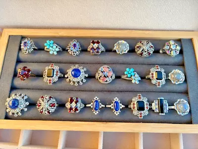 Sterling Silver Gemstone Vintage And Reproduction Ring Lot Of 22 Pieces Resale* • $795