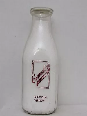 TSPQ Milk Bottle Gamelin Gamelin's Dairy Winooski VT CHITTENDEN CO Hungry? 1958 • $19.99