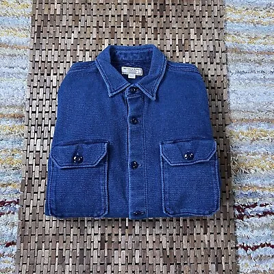 J.CREW Wallace & Barnes Indigo Blue Button Down Work Shirt Jacket Men’s Large L • $84.95