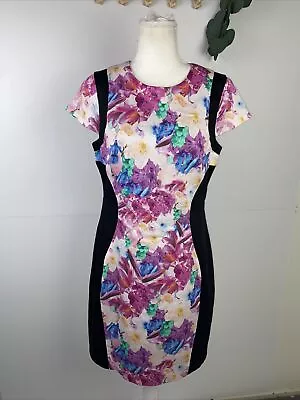 Nicola Finetti Size 12 Women's Pencil Dress Floral Work Party Cap Sleeve • $34.95