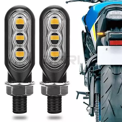 2x Mini Motorcycle LED Turn Signals Lamp Amber Blinker Lights Sequential Flowing • $9.95
