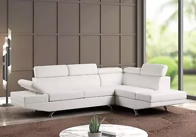 NEW Modern 108  Sectional Sofa White Vegan Leather Contemporary Living Room Set • $949.99