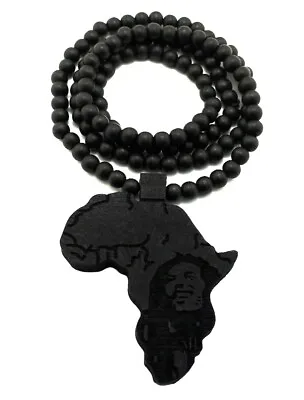 Africa Necklace New Good Wood Style Rasta Face Pendant With 36 Inch Bead Chain • $13.99