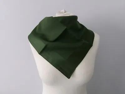 Vintage  Head Scarf 26 Inch Square Plain Dark Green • £6