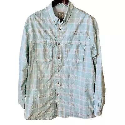 L.L. Bean Mens Sz L TALL Long Sleeve Fly Fishing Angler Shirt Lightweight Vented • $18