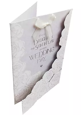 Wedding Day Card Daughter And Son-in-Law Tri-fold Congratulations Love Roses • £2.99