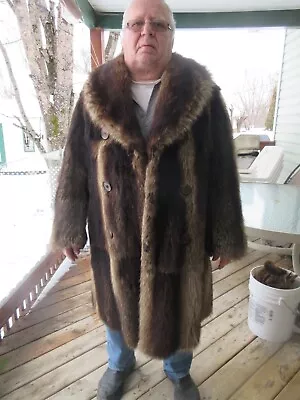 #C22 Men & Women Sweet Real Raccoon Fur Brown Long Fur Coat Fit Size 2XL • $325
