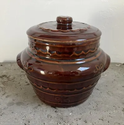 VTG MCM MARCREST Stoneware Daisy Dot Casserole Serving Dish & Lid Bean Pot USA • $34