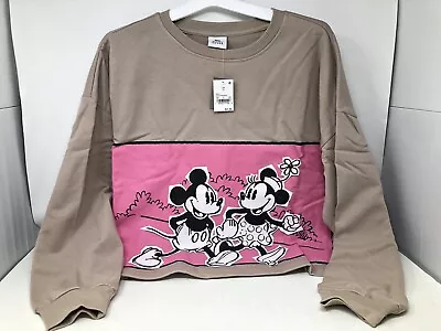 Women's Disney Mickey And Minnie Graphic Sweatshirt Tan XL • $14.45