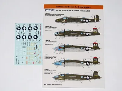 Decals B-25G/J/H Mitchell (Late)  Pin-Up Art And Stencils   1/144 FoxBot 144-006 • $12