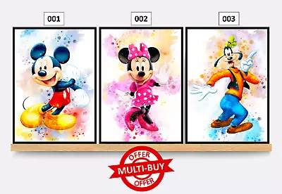 Mickey Minnie Mouse Print Wall Art Poster Baby Nursery Bedroom Prints Baby Gift • £4.99