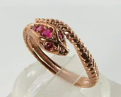 Divine 9ct 9k Rose Gold  Indian Ruby Coiled Snake Art Deco Ins Ring Free Resize • £299