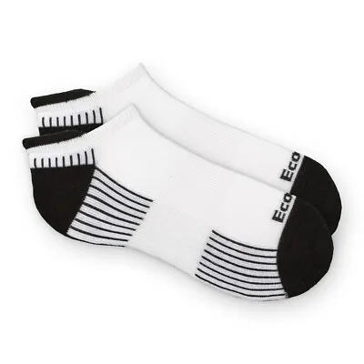 3 Pair EcoSox Bamboo Viscose Active Sport Tab Socks White W/ Black Size Medium • $32.54