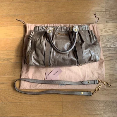 $179.98 • Buy MIU MIU VITELLO LUX Leather Handbag Shoulder Bag 2way Brown With Guarantee Card