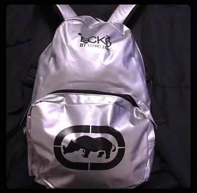 Ecko By Marc Ecko Unltd Backpack Book Bag Silver Gray Black • $35.99