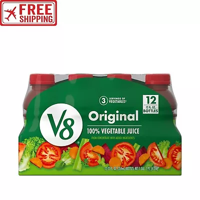 V8 Original 100% Vegetable Juice 12 Fl Oz Bottle (Pack Of 12).NEW.HOT. • $26.23