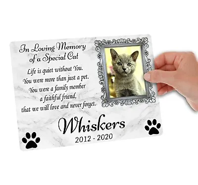 Large Memorial Metal Plaque For A Cat. Personalised With Photo. Garden Grave • £12.99