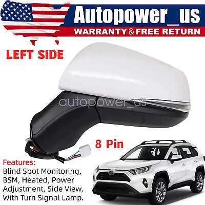 Side Mirror Power Heated BSM Turn Signal Driver Side Fit Toyota RAV4 2019-2023 • $80.74