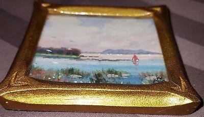 1944 W M Mitchell Canadian Miniature Watercolor Painting St Lawrence River • $950
