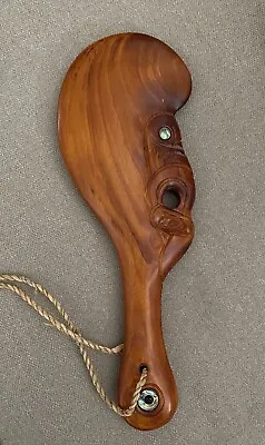 New Zealand Wahaika Maori Patu Club Wood Hand Carved Abalone Inlets 12.5” • $59