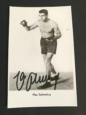 MAX SCHMELING † Boxing World Champion Signed 3x5.6 Photo Card + JOE LOUIS Photo • $65