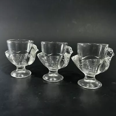 New Set 3 Glass Chicken Hen Nest Egg Cups Vintage Luminarc France • $24.99