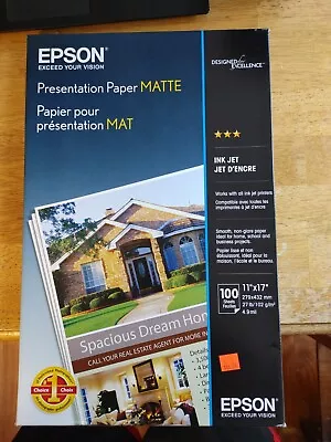 Epson Presentation Paper Matte 11in X 17in 27lb 4.9 Mil Legal Size • $19.95