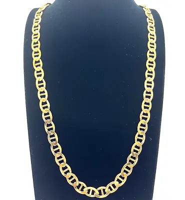 Sterling Silver Gold Plated 9mm Mariner Link Chain 24  Necklace Q2 • $142.49