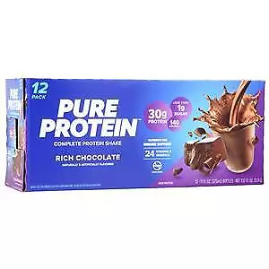 Worldwide Sports Pure Protein Complete Protein Shake RTD Rich Chocolate 12 Bttls • $28.53