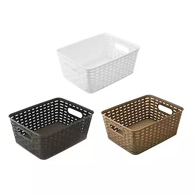 Modern Rattan Storage Basket Small Office Desk Home Storage Office Supplies • £6.99