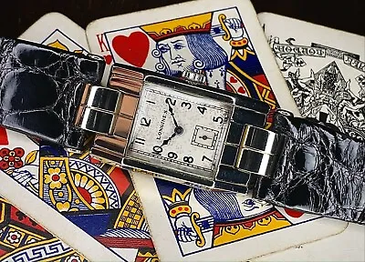 £1999 • Buy Rare 1920s Art Deco Longines 18ct White Gold Watch Swivel Lugs Cal 9.40 Serviced