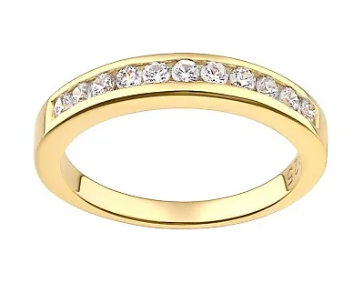 £25 • Buy 9ct Gold On Silver 0.25ct Diamond Eternity Ring Size J To V - Simulated Diamond
