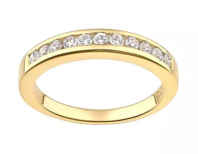 £25 • Buy 9ct Gold On Silver 0.25ct Diamond Eternity Ring Size J To V - Simulated Diamond