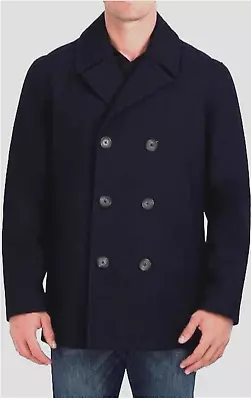 Nautica Men's Sz S Classic Double Breasted Wool Blend Peacoat Dark Navy NWT $250 • $90