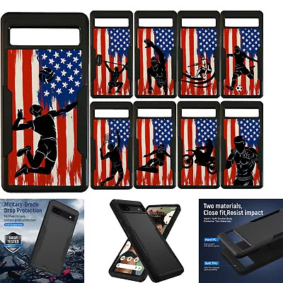 For [Google Pixel 6 Pro(2021)][DUAL TACTICAL][Hybrid Two Piece Case] USA Sports • $11.98