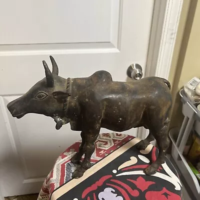 Vintage Antique Indian Bronze Figure Of A BULL🐂 12’’ Tall & 14’’ Width • $299