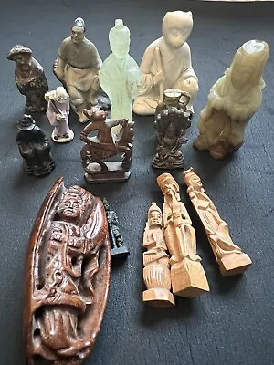 $29.99 • Buy Estate Lot Vintage Antique Old Man Figurines Carved Jade Bronze Wood Porcelain