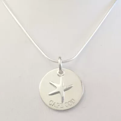 Starfish On Cape Cod Sterling Silver Disk.  PENDANT ONLY NO NECKLACE. • $15