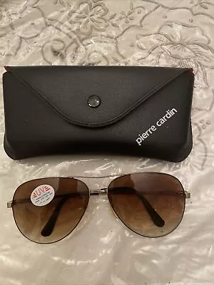 Vintage Pierre Cardin Gold Aviator Sunglasses Unisex Brand New With Case • $45