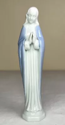 Vintage Porcelain Blessed Mother Mary Madonna Figurine 7” Blue And White Holy • $13.99