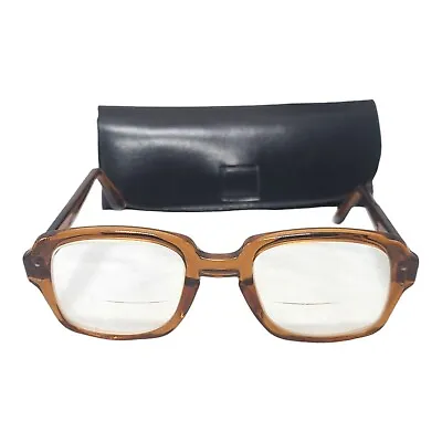 Uss Vintage Gi Issue Brown Horn Rim Eyeglass 50-22 Vietnam Era Military • $40