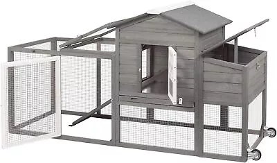 PetsCosset Chicken Coop Large Wooden Poultry Cage With Run And Asphalt RoofGray • $189.99