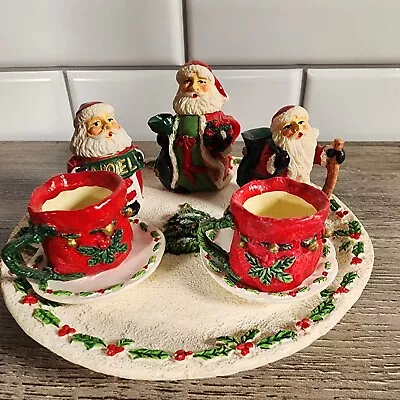 1993 Summco Miniature Mini Tea Set Santa Claus Christmas Holiday Design 8 Pc Set • $14.99